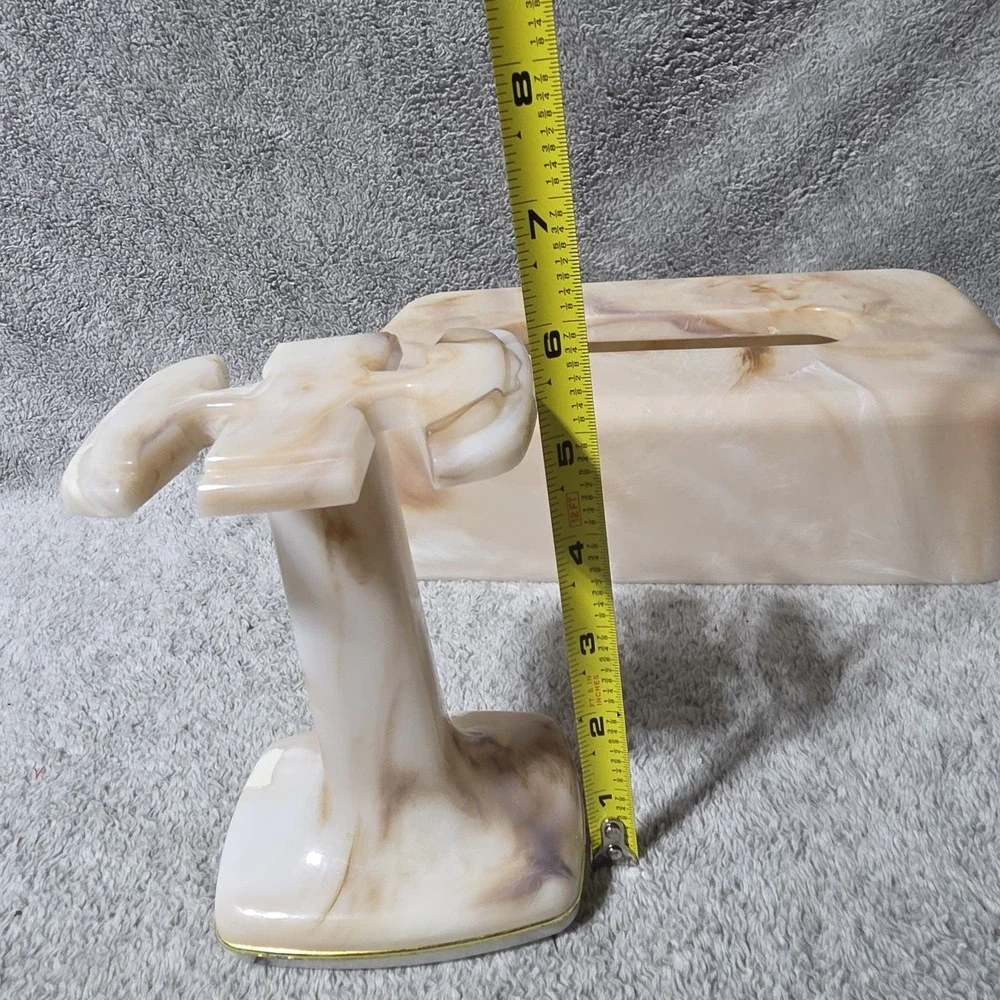 Acrylic Swirled Marbled Tissue Cover  And Toothbrush Razor Holder MCM